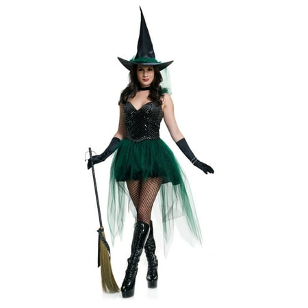 Womens Sequin Emerald Witch Costume