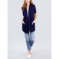 thumbnail image 4 of FashionMille Women Basic Casual Soft Jersey Elbow Sleeve Open Front Midi Cardigan w/Pockets, 4 of 5