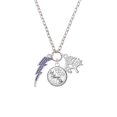 thumbnail image 2 of Delight Jewelry Silvertone Large Blue Crystal Lightning Bolt Let Things Go Fall Zoey Charm Necklace, 28", 2 of 4