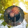 thumbnail image 3 of Vibrant Metal Hanging Wind Spinners & Chimes - Circular Pattern Design for Yard & Garden - Modern with Concentric Lines, 3 of 6