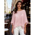 thumbnail image 4 of LMLYSoH Women's Mesh Knit Poncho Tops Fashion Solid Color Batwing Sleeve Boat Neck Cover Ups for Summer Daily Wear, 4 of 9