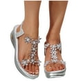thumbnail image 5 of Under $15 Sandals Women, Xunlbb Fashion Women Casual Round Head Sandals Comfy Beach Casual Shoes(Silver,Size:36), 5 of 9
