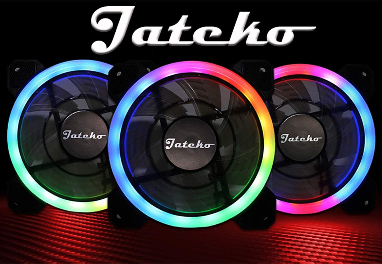 Triple Pack Jateko RGB Case Fans 120mm Dual Light Loop 366LED Modes with Remote Controller PC Cooler 