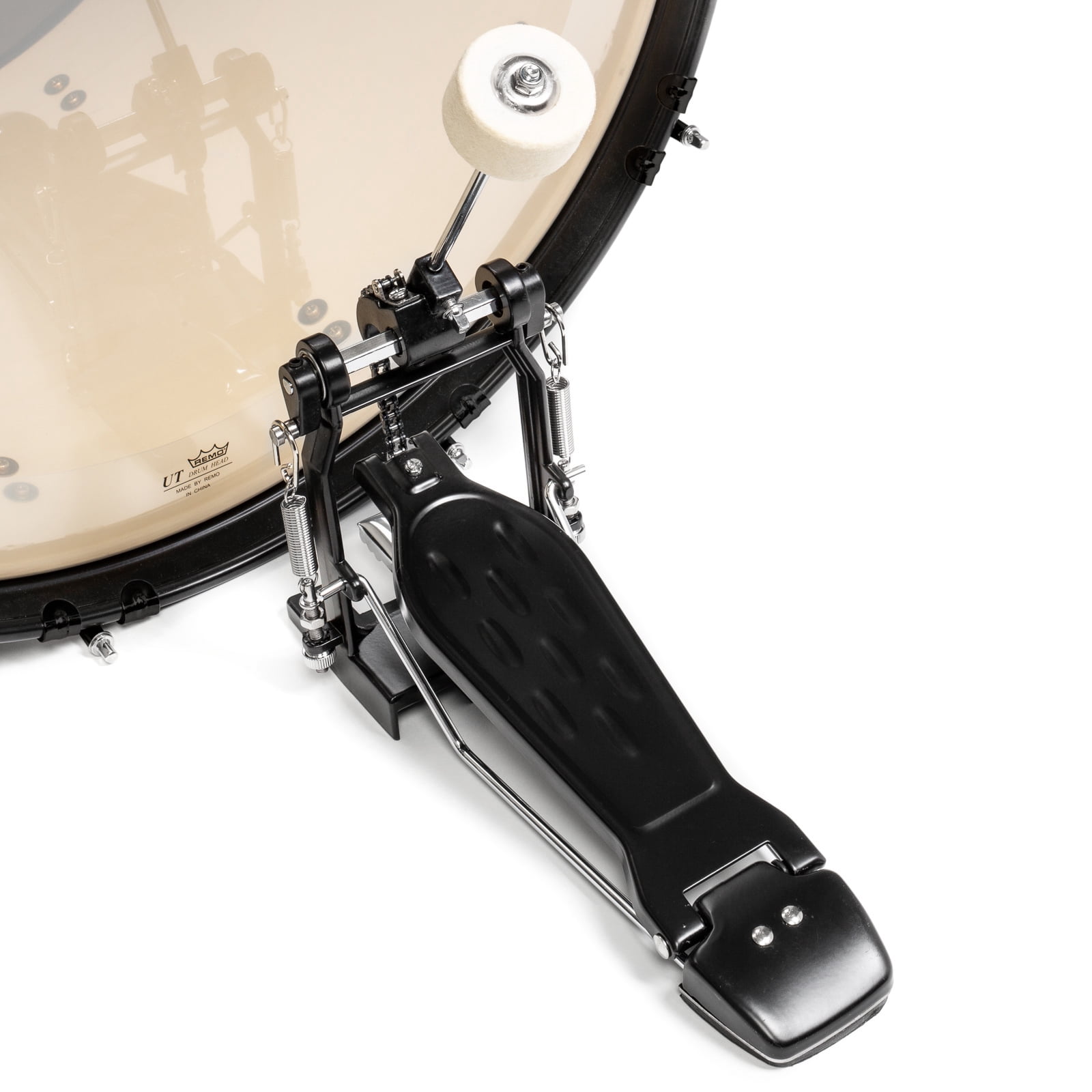Ashthorpe 5-Piece Full-Size Adult Drum Set with Remo Drumheads & Premium Brass Cymbals - Silver