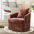 thumbnail image 4 of Tina's Home Modern Minimalist Chenille Fabric Swivel Accent Chair with Curved Backrest Rust, 4 of 6