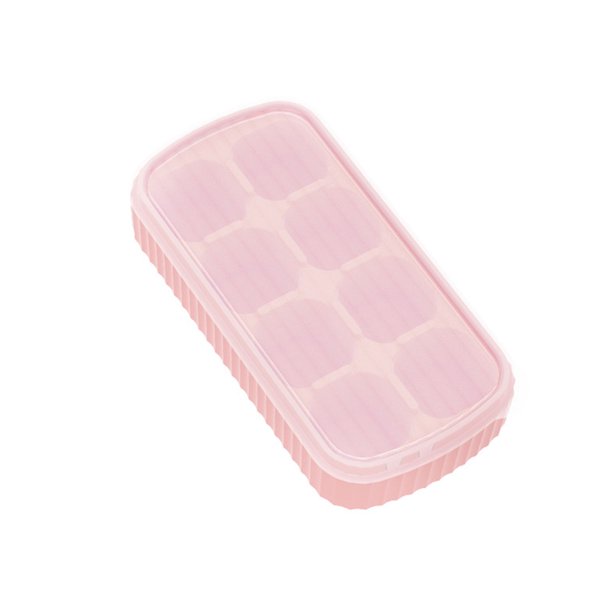 Billuyoard Bandeja de cubitos de hielo de silicona, 8 rejillas, fabricante de bloques de Pub, molde reutilizable para refrigerador, tipo de prensa, molde de Cocina y Comedor Rosa Billuyoard HA082429-04