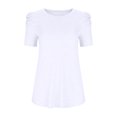 thumbnail image 5 of JGGSPWM Blouse for Women Dressy Casual Puff Short Sleeve Boho Tops Fashion Solid Crew Neck Tunic Shirts Summer Clothes White XL, 5 of 5