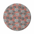 thumbnail image 1 of Floral Mouse Pad for Computers, Vintage Style Monochrome Flower Sketches in Oriental Art Style, Round Non-Slip Thick Rubber Modern Mousepad, 8" Round, Coral White and Charcoal Grey, by Ambesonne, 1 of 2