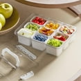 thumbnail image 6 of Divided Serving Tray with Lid and Handles 9 Compartments Snack Box Container Charcuterie Organizer Snackle Box Container for Candy,Nuts，Fruits,Snacks,3 Pack,White, 6 of 7