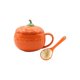 thumbnail image 2 of Bonita taza de cerámica con forma de calabaza para sopa de Halloween, ideal para el hogar con tapa para uso diario. Mediano Con Cuchara, 2 of 9