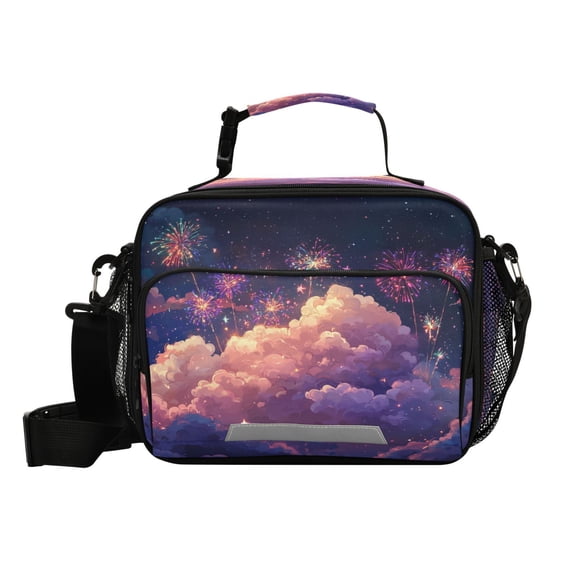 6L Leakproof Lunch Tote with Thermal Lining Lunch Bag Picnic Cooler Bag Cloud Of Fireworks