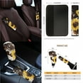 thumbnail image 4 of Yuyamidu Sunflower Car Seat Covers Brown Cow Print Steering Wheel Cover Seat Belt Strap Pad Handbrake Cover Gear Shift Knob Cover Rubbish Bin Armrest Pad Rearview Mirror Cover Coasters, Set of 14, 4 of 7