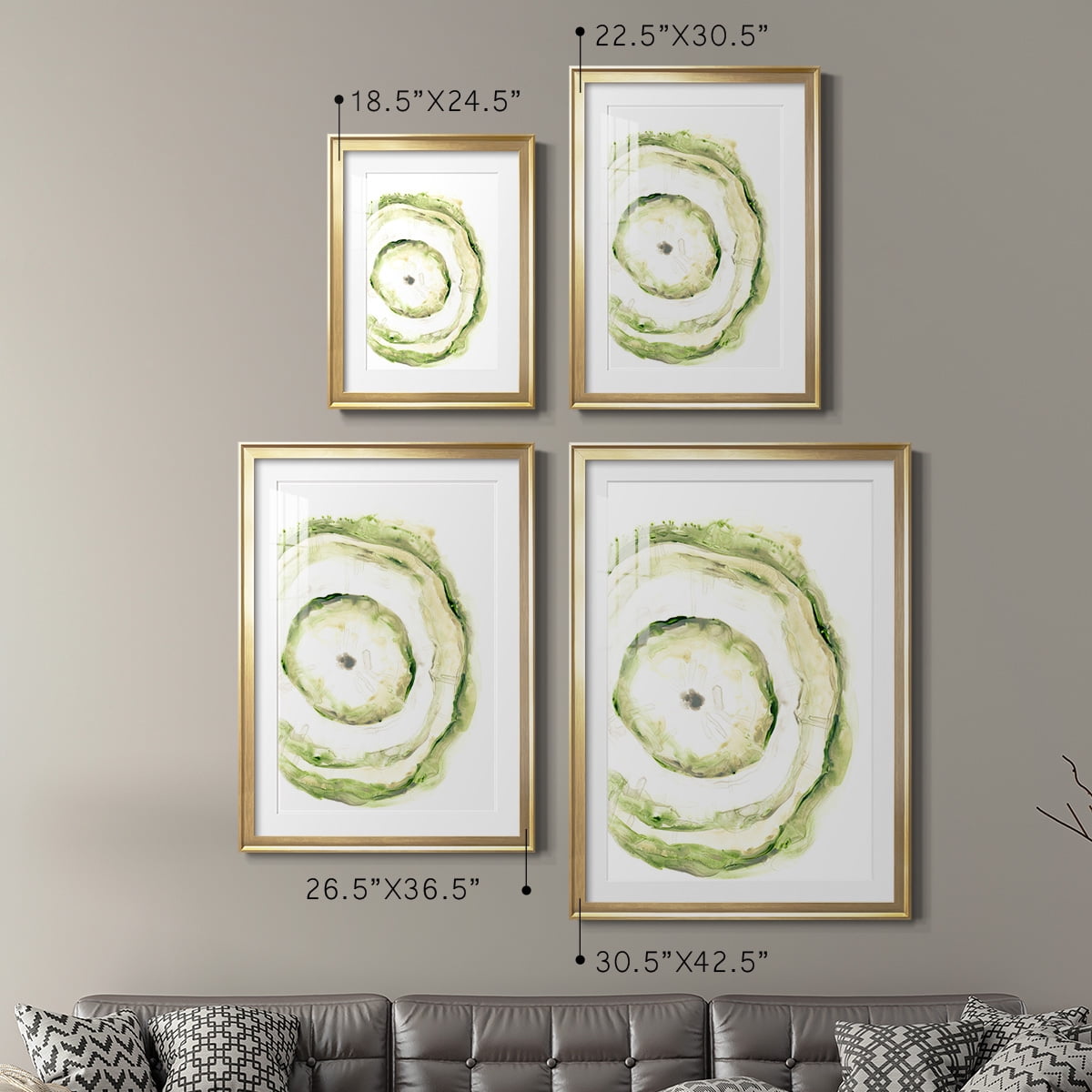 Wexford Home Lichen Halo III Premium Framed Print, 30.5" x 42.5" - Ready to Hang, Gold (Set of 2)
