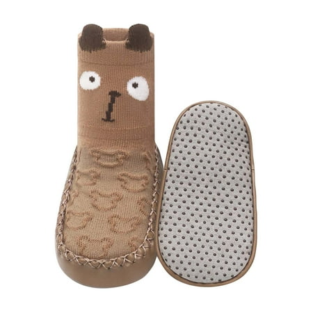 Quealent Toddler Boots Cozy Fleece Snow Boots Toddler Slippers Non-Slip Walking Shoes Outdoor Booties (Brown 11 lnfant)