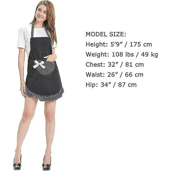 Apron Kitchen Baking Apron Retro Women's Apron Apron Ruffle Black Sexy Cute Personalized Women's Apron For Cooking 2 Pockets Women