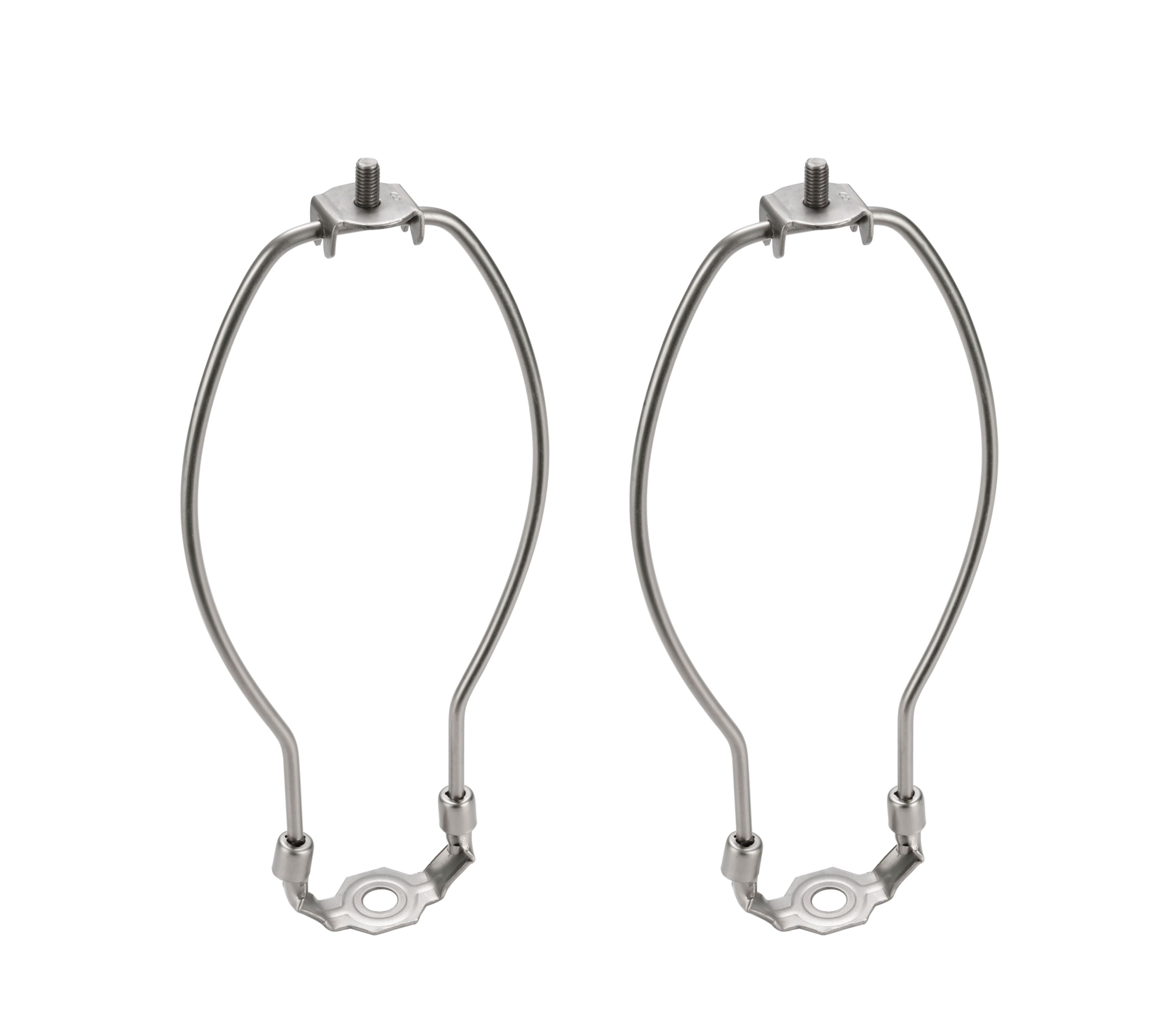 Satin Nickel Finish Lamp Harp Set with Saddle, 9.5" Height