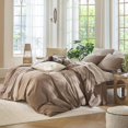 thumbnail image 3 of Ensemble de Housse de Couette en Coton Lavé Effet Lin Respirant Durable Doux Confortable (Lin Brun Gris Grand Lit), 3 of 9