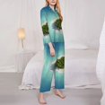 thumbnail image 5 of Wukai Paradise Island Print Women's Pajama Set - Soft Long Sleeve Sleepwear for Comfort and Style-Medium, 5 of 9