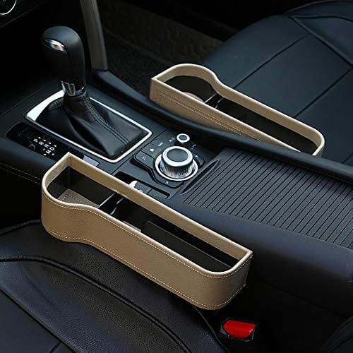 Multifunctional with 2 USB Charging Cup Holder 2 Pack Full Premium Pu Leather Car Seat Gap Filler Car Seat Organizer Front Seat Gap Filler 