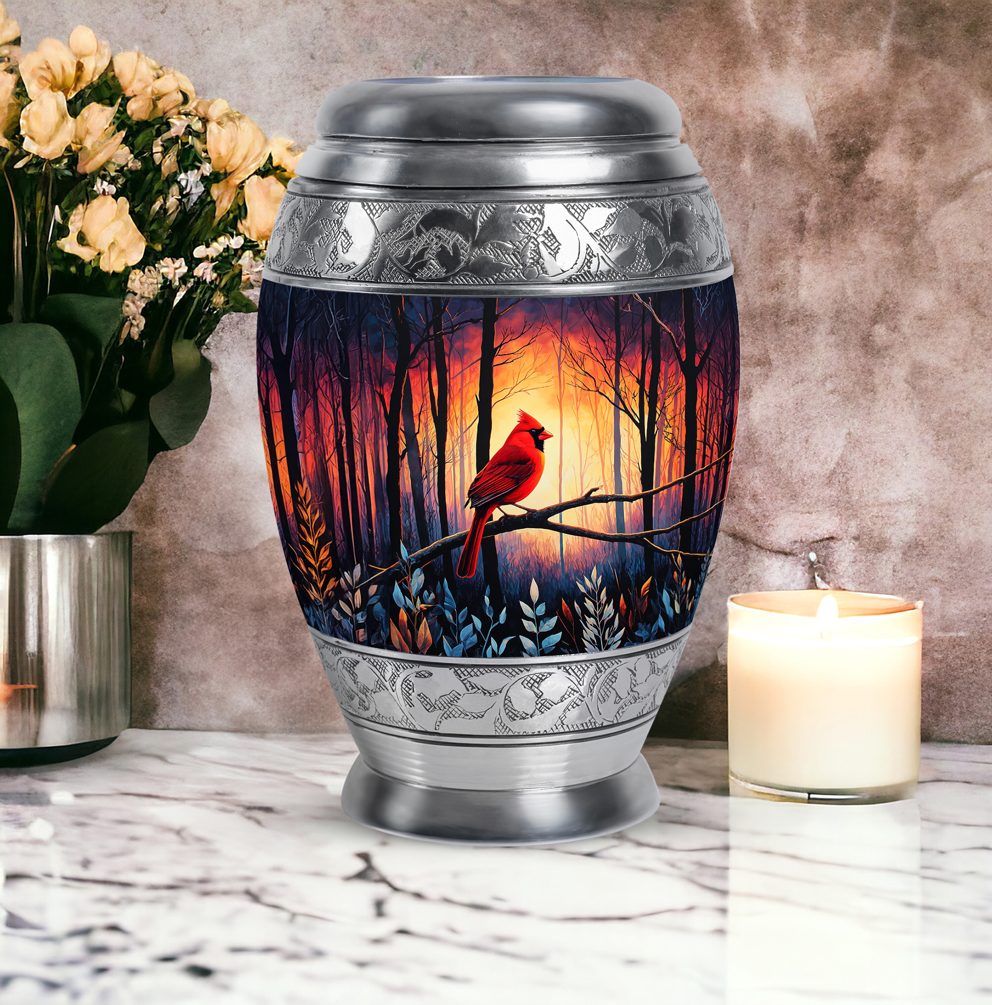 SABURIAL Cardinal Urn - Mini Cremation Urns For Human Ashes Adult Man - Decorative Small Keepsake Funeral Urns For Men & Women - Combo Of 10 Inch 3 Inch
