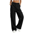 thumbnail image 6 of Atkumj Cargo Pants Women with Multi Pocket Stylish Button Sweatpants Women Casual Solid Color Wide Leg Pants for Fall Winter S, 6 of 8