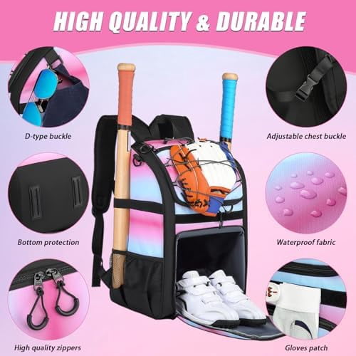 Voylla Youth Baseball Bag, Softball Bag for Girls & Boys, Kids Baseball Backpack with Shoes Compartment, 2026 Upgrade Design, Pro-Grade Storage