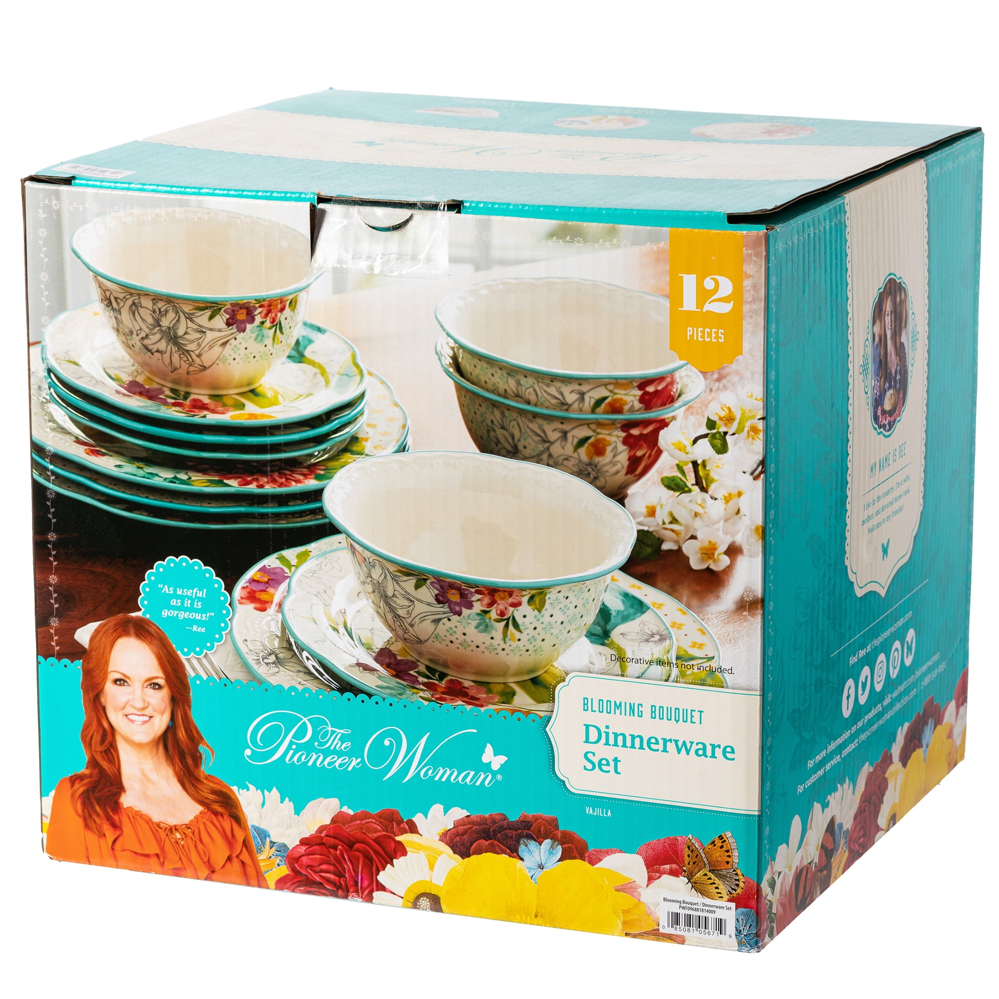 (2 pack) The Pioneer Woman Blooming Bouquet 12-Piece Dinnerware Set
