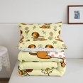 thumbnail image 5 of Manfei Cartoon Dachshund Dog King Size Comforter Sets, Daisy Floral Comforters King Size, Cream, Polkadot Reversible, 3pcs, 1 Comforter and 2 Pillowcases, 5 of 7