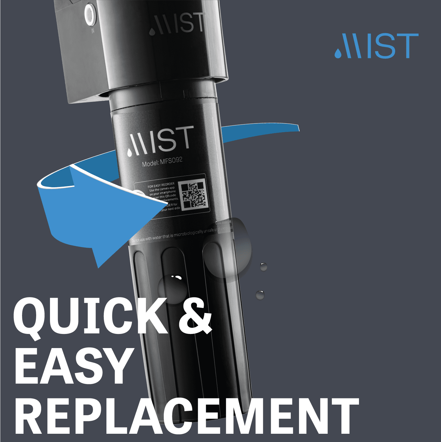 Mist Under Sink Water Filter System Replacement Filter for MFS092 , Replaces MFS092, Compatible with WFS5300A, WFC5300A,NSF/ANSI 42 Certified, 20,000 Gallon Capacity