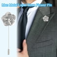 thumbnail image 4 of Uxcell 3Pcs Lapel Pin for Men Metal Lapel Rose Flower Pin Silver, 4 of 6