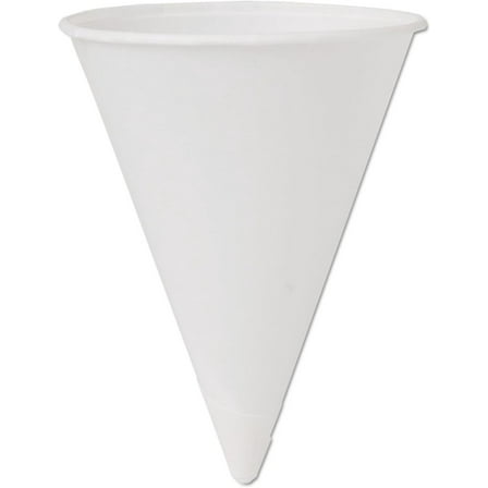 SOLO 4BRCT Cone Water Cups, Cold, Paper, 4oz, White, 200/Bag, 25 Bags/Carton