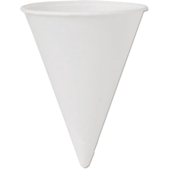 SOLO 4BRCT Cone Water Cups, Cold, Paper, 4oz, White, 200/Bag, 25 Bags/Carton