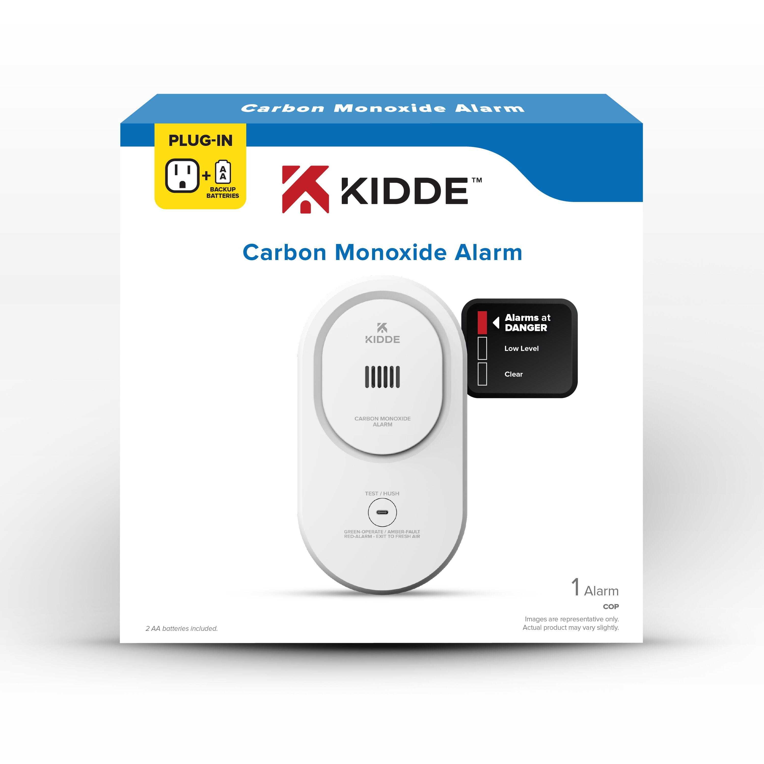 Kidde Carbon Monoxide Detector, Plug-In with AA Battery Backup, Rotating Plug, 85 dB Alarm, COP