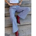 thumbnail image 3 of Women Y2k Striped Pants Stripes Print Straight Wide Leg Lounge Pants Elastic High Waist Striped Trousers with Pockets, 3 of 6