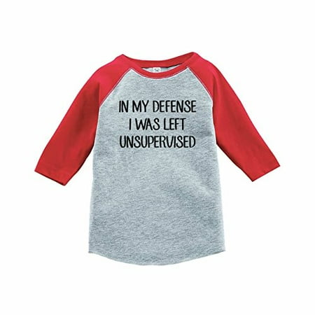 

7 ate 9 Apparel Funny Kids Unsupervised Baseball Tee Red