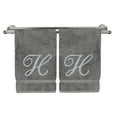 thumbnail image 3 of Monogrammed Hand Towel, Personalized Gift, 16 x 30 Inches - Set of 2 - Silver Embroidered Towel - Extra Absorbent 100% Turkish Cotton- Soft Terry Finish - for Bathroom, Kitchen and Spa- Script H Gray, 3 of 3