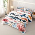 thumbnail image 3 of meiyoeat Vintage Ocean Shark Quilt Full for Boys Girls, Coastal Nature Coral Animal Full Bedspread Sets, 3-Piece, 3 of 7