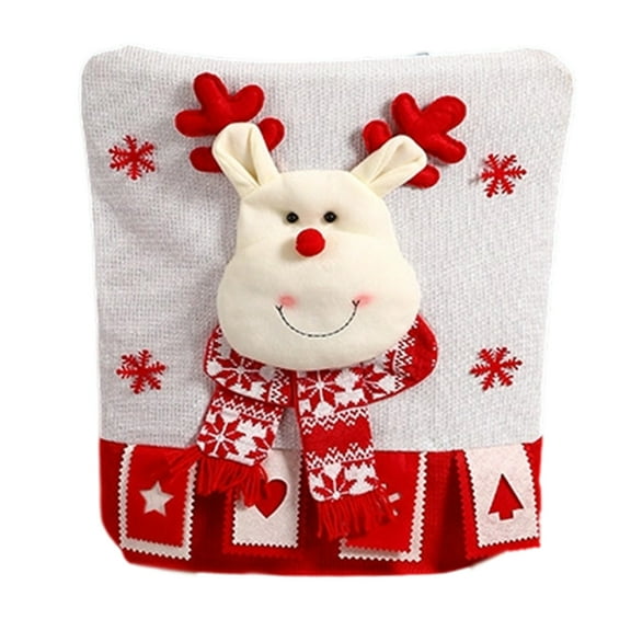 18.11*20.86Inches Christmas Chair Covers with Reindeer and Snowflake Pattern for Home Office Dining Room Chairs Cover