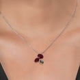 thumbnail image 3 of 925 Silver and 10K Yellow Gold Red Rhodolite Garnet and Green Mystic Topaz Pendant Necklace for Women (2.85 Cttw, Oval 8X6MM, 7X5MM and 6X4MM, Gemstone January Birthstone, with 18 inch Chain), 3 of 4