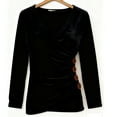 thumbnail image 3 of BLVB Womens Long Sleeve Velvet Tops Dressy Elegant Wrap V Neck Ruched Blouses Slim Fitted Casual Work Shirts with Button, 3 of 3