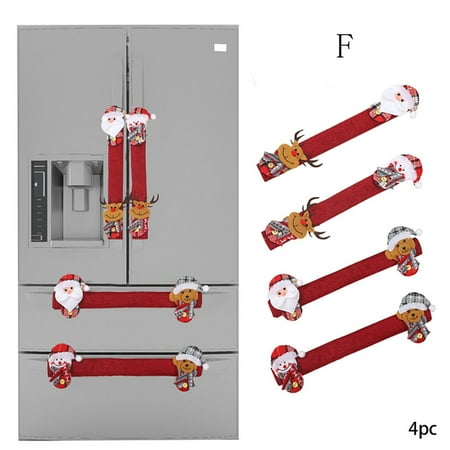 

Dealovy 4Pcs Christmas Refrigerator Door Handle Cover Kitchen Appliances Glove Protector Savings