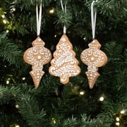 Raz Imports 2021 4.5-inch White Icing Gingerbread Ornament, Assortment of 3