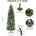 thumbnail image 4 of 6 ft/7.5 ft Pencil Christmas Tree, Prelit Artificial Xmas Tree with 200/300 Led Lights, Decorations, Slim Full Christmas Tree, Skinny Hinged Christmas Tree for Party, Home and Office, 4 of 8