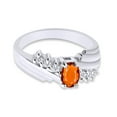 thumbnail image 2 of Oval Shape Natural Diamond And Simulated Citrine In 14K White Gold Over 925 Sterling Silver Ring Size 9, 2 of 4