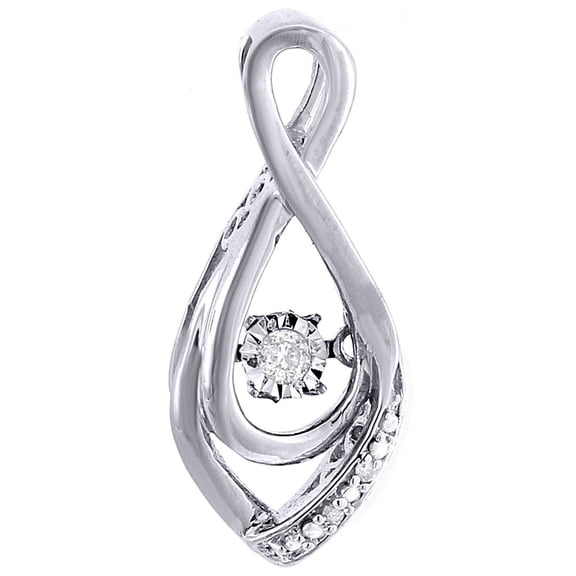 Diamond Infinity Loop Design Pendant 10k White Gold Solitaire Charm