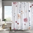 thumbnail image 2 of Watercolor Floral Shower Curtain Sets,Coral Beige Flowers Bathroom Curtains,Modern Minimalist White Bath Curtain, Waterproof Fabric with 12 Hooks 72x72 Inches, 2 of 6