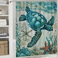 thumbnail image 6 of Awypu Shower Curtain Sea Turtle Ocean Theme (Sea Turtle) - Waterproof, Various Sizes, Easy Installation White, 6 of 7
