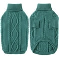 thumbnail image 4 of Suéter para perro Ropa de invierno para cachorros, suéter de punto suave y cálido con cuello alto para gatos, jersey, ropa navideña para mascotas para perros pequeños y medianos, verde pavo real M, 4 of 4