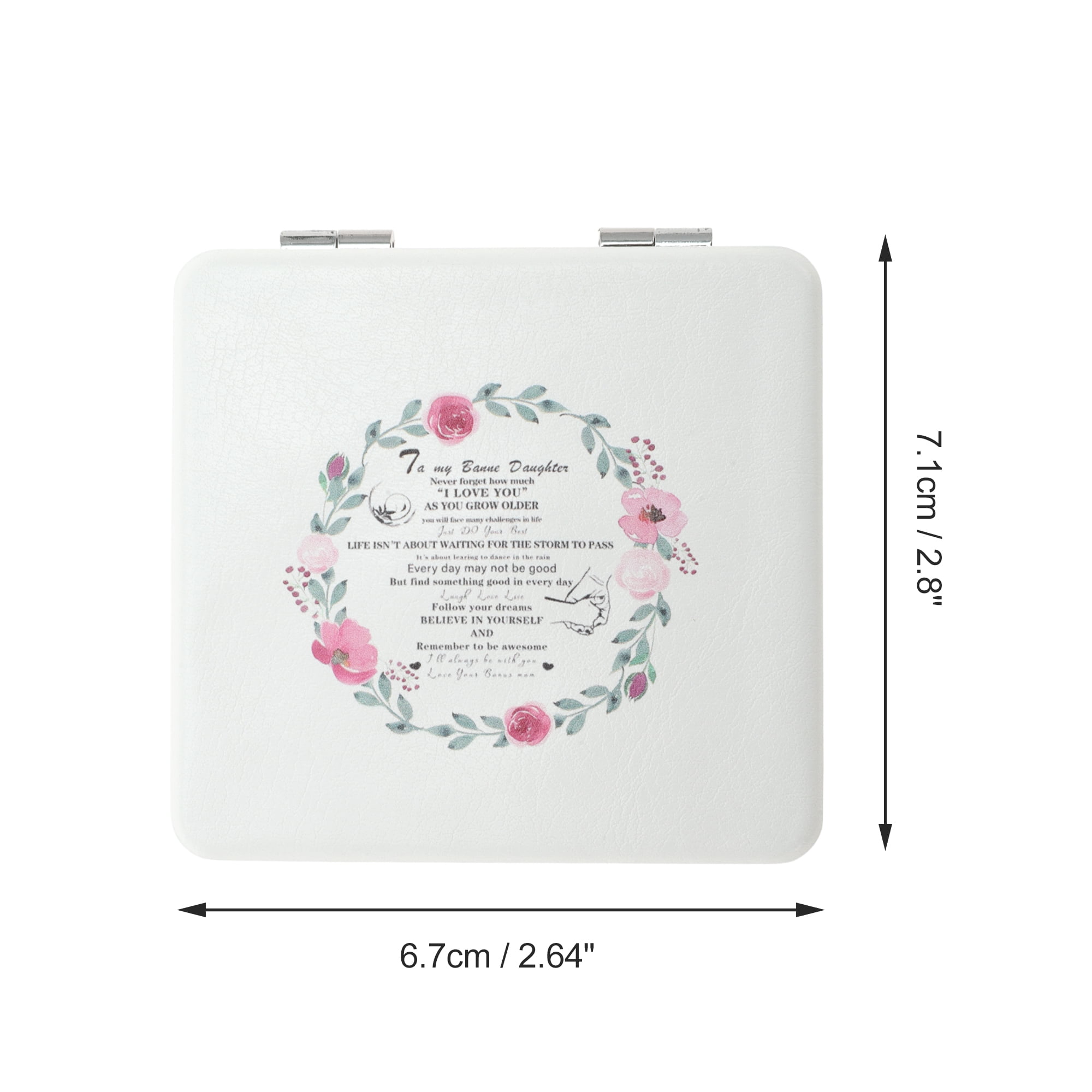 Unique Bargains Durable Square Shape Handheld Mirror for Travel White 1 Pc