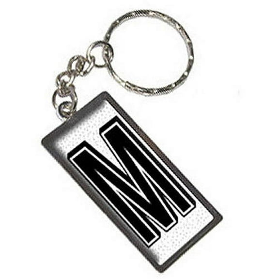 Letter M Initial Sprinkles Black White Keychain Key Chain Ring